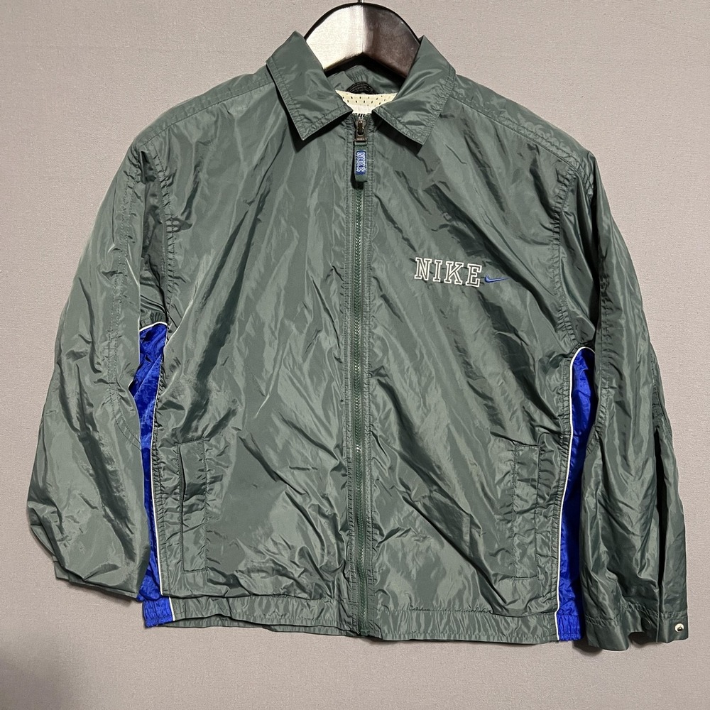 Nike Jacket Mens XS Green Blue Windbreaker Full Zip Mesh Lined Lightweight